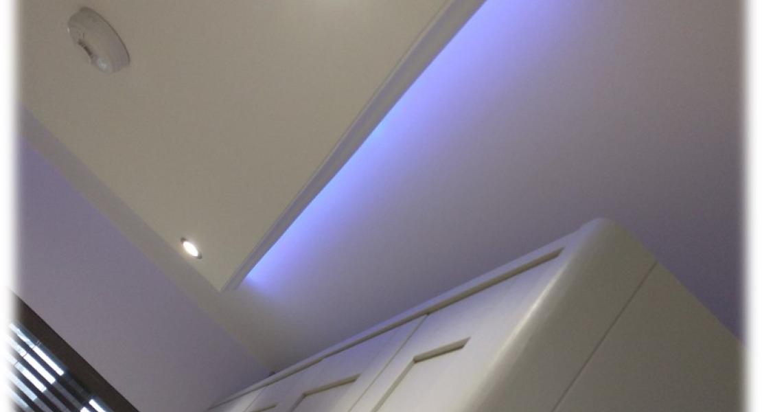 LED striplight kitchen mood lighting fitted by NICEIC electrician serving Medway & Maidstone