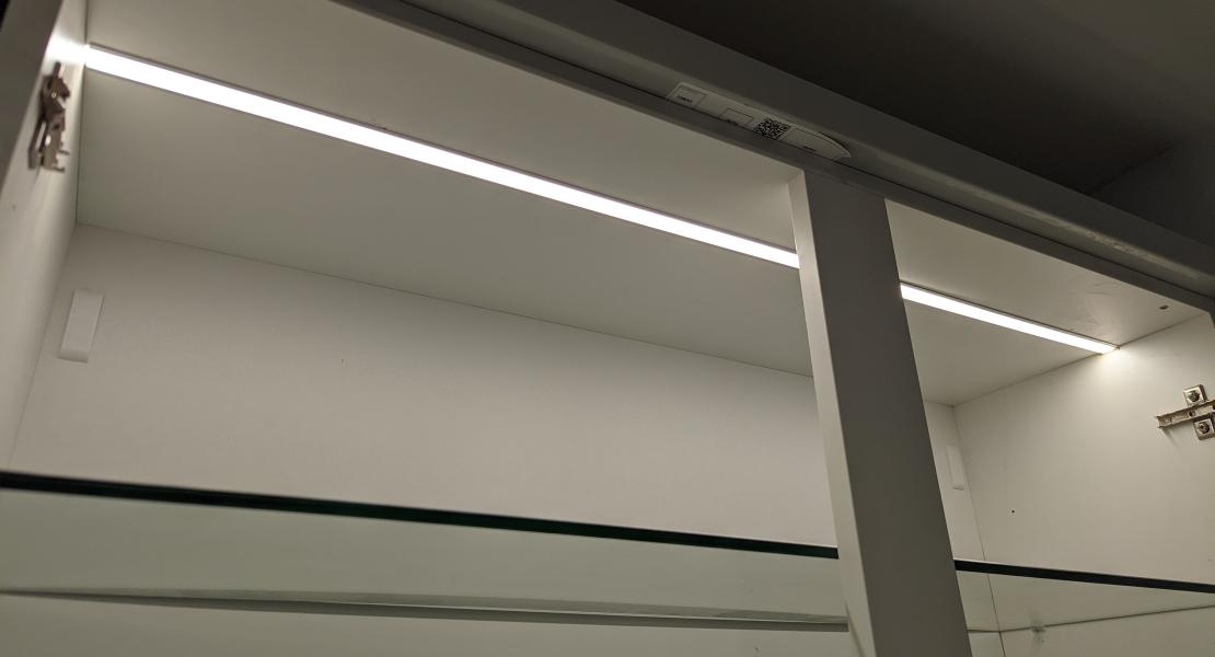LED Strip light in cabinet