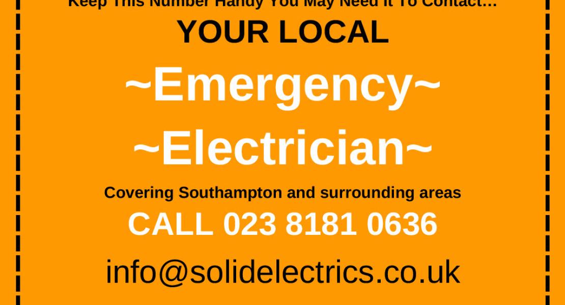 flyer presenting contact number 023 8181 0636 to get in touch with local electrician serving southampton and hampshire area offering call out and emergency electrical services