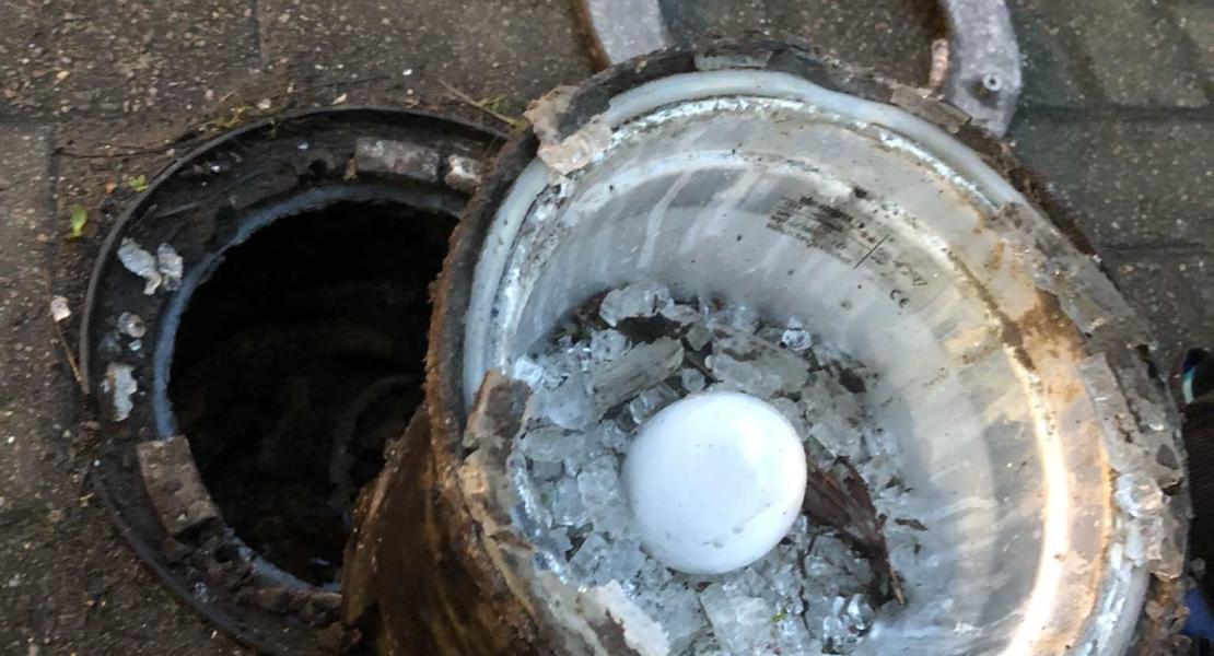 A broken light we had to make safe to prevent a member of the public hurting themselves