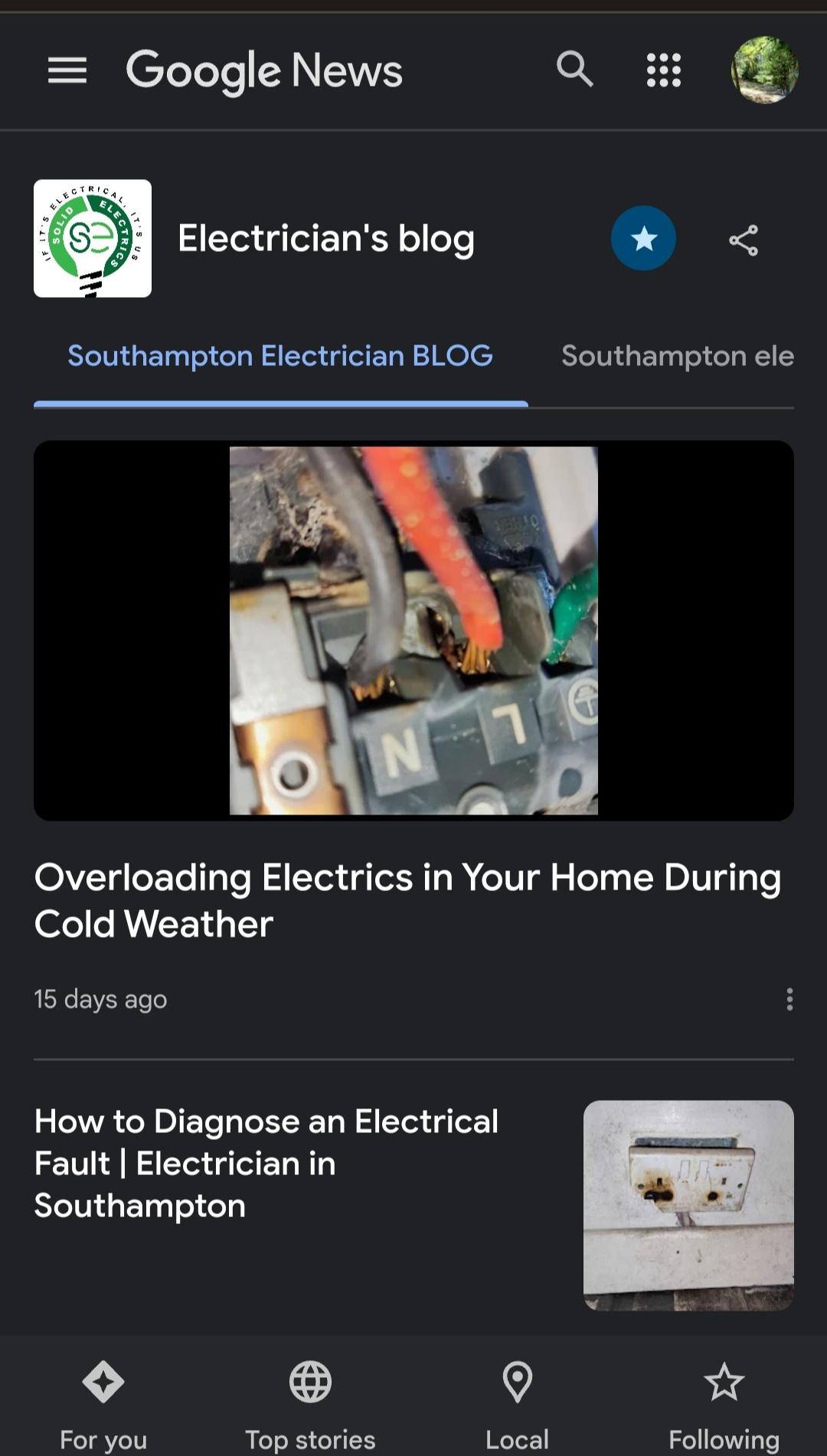 Local Electrician from Southampton Google news