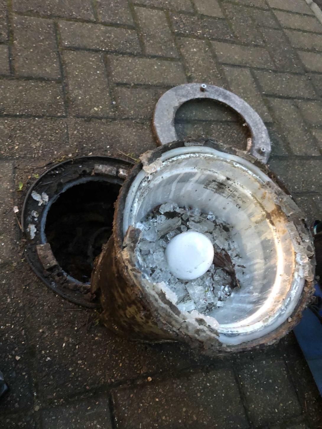 A broken light we had to make safe to prevent a member of the public hurting themselves